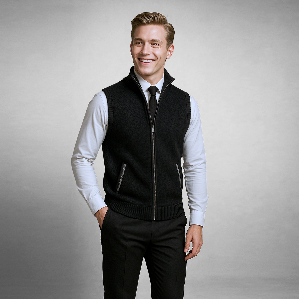 Gilet Harrison in maglia con zip integrale