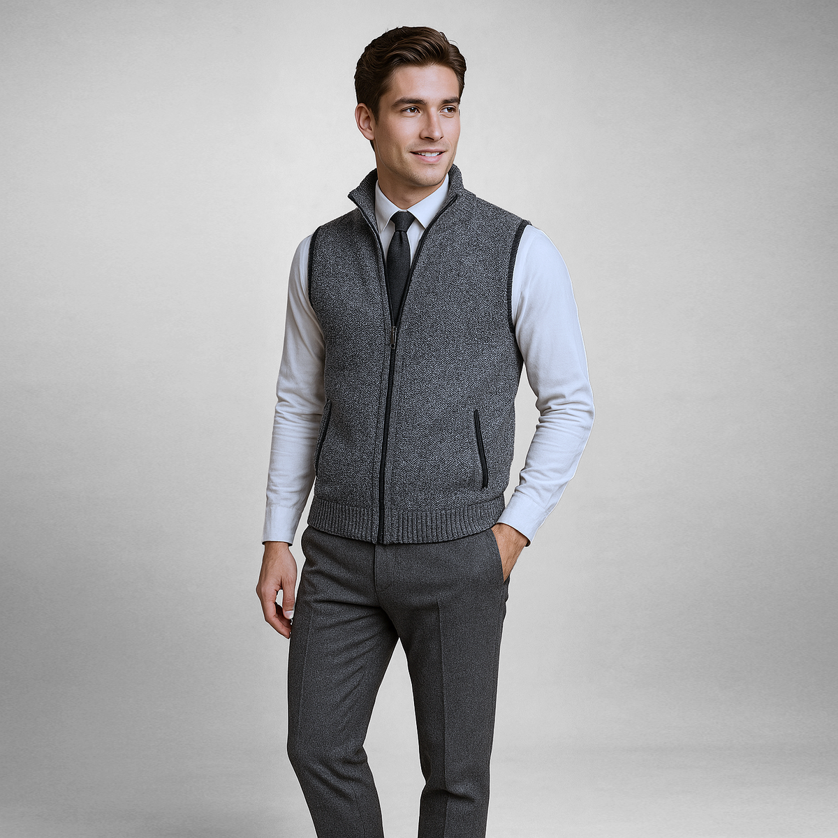 Gilet Harrison in maglia con zip integrale